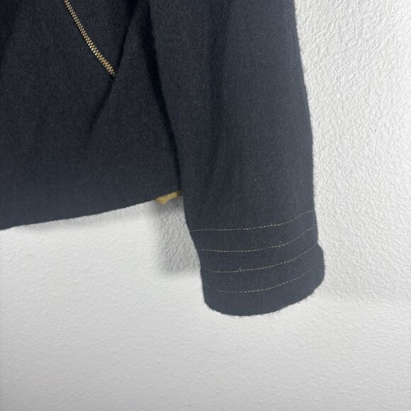 Icelandic Designs Vintage Women’s Black Wool Floral Embroidered Zip Up Jacket XL - Picture 3 of 7